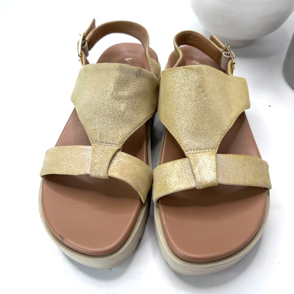 Vionic Alondra Lug T-Strap Comfort Sandal Gold Sling Back Buckle Women's 6 - Picture 5 of 10